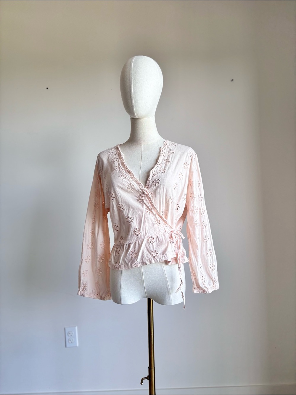 Madewell Blush Pink Eyelet Wrap Top